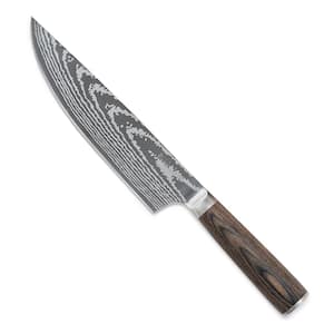 Bobby Flay 8 in. Stainless Steel Partial Tang Chef's Knife with Wood Polymer Handle and Sheath