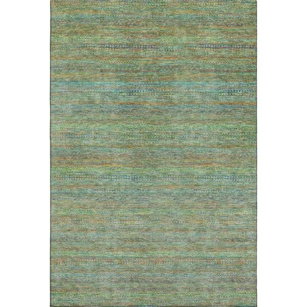 Mayfield Premium Machine Washable Abstract AMF2148 Green 3 ft. x 4 ft. Area Rug