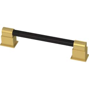 Deco Dual Mount 4 or 5-1/16 in. (102/128 mm) Matte Black & Brushed Brass Cabinet Drawer Bar Pull 5-Pack