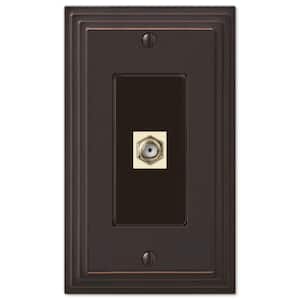 Tiered 1 Gang Coax Metal Wall Plate - Aged Bronze
