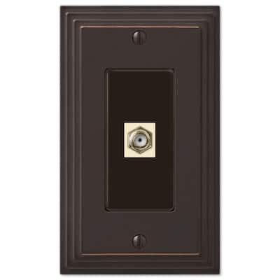 Tiered 1 Gang Coax Metal Wall Plate - Aged Bronze