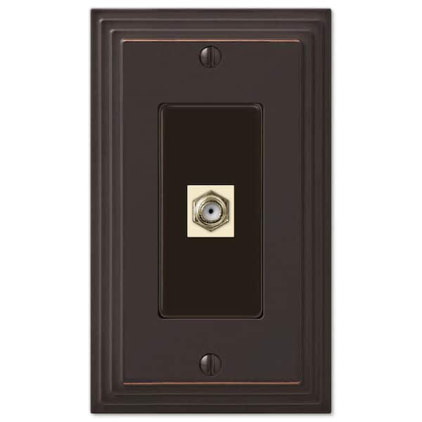 AMERELLE Tiered 1 Gang Coax Metal Wall Plate - Aged Bronze