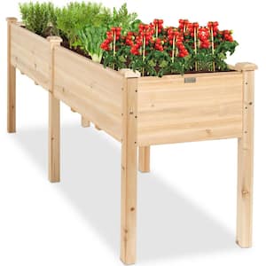 6 ft. x 2 ft. x 2.5 ft. Natural Raised Garden Bed, Elevated Wooden Planter Box Stand for Backyard,Patio w/ Divider Panel