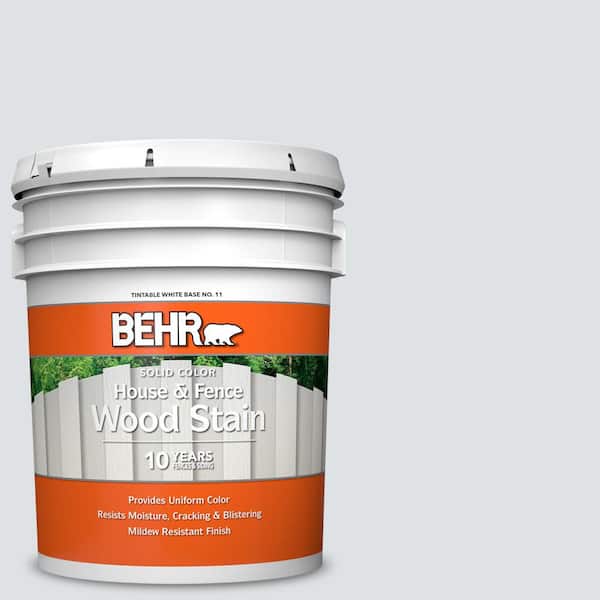 BEHR 5 gal. #W-F-520 Ash White Solid Color House and Fence Exterior Wood Stain