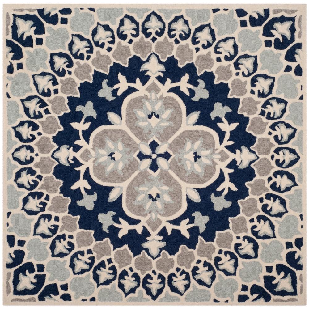 Bellagio Navy Blue/Ivory 5 ft. x 5 ft. Square Floral Area Rug price history on PriceWatchPro