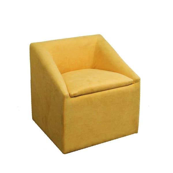 ORE International 20.75 in. Kid's Yellow Accent Chair with Storage