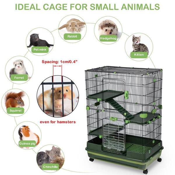 Small Metal 4 Tier Animal Cage Green