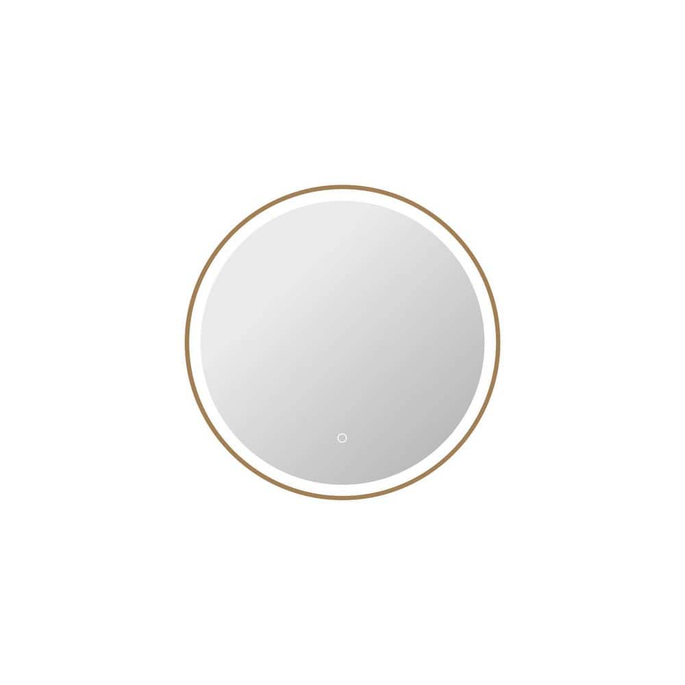 28 in. W x 28 in. H Round Framed LED Wall Mirror in Satin Gold price history on PriceWatchPro