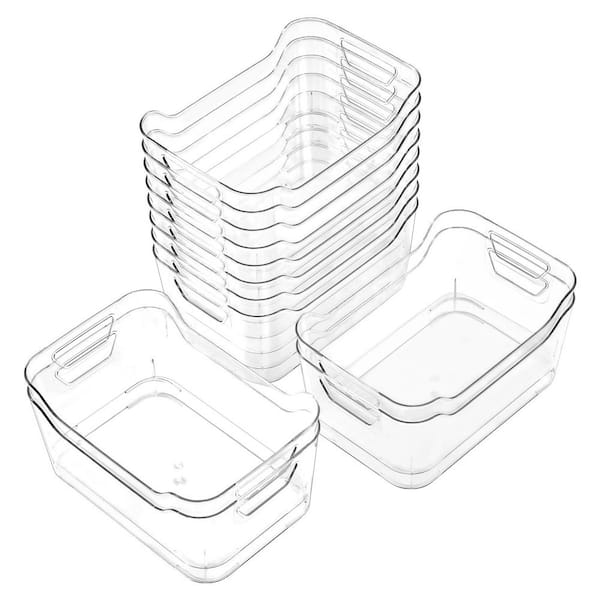 12-Piece Clear Plastic Pantry Organizer with Handle for Kitchen, Freezer, Cabinet, Closet, Bathroom