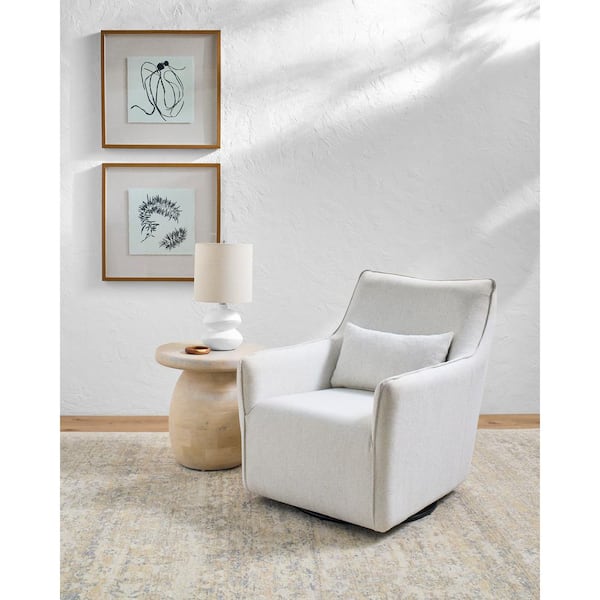 Unbranded Tyrell Modern Swivel Chair, Ivory/Beige, 34 in. H x 26 in. W x 28 in. D