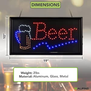 19 in. x 10 in. LED Rectangular Beer Sign with 2 Display Modes (2-Pack)