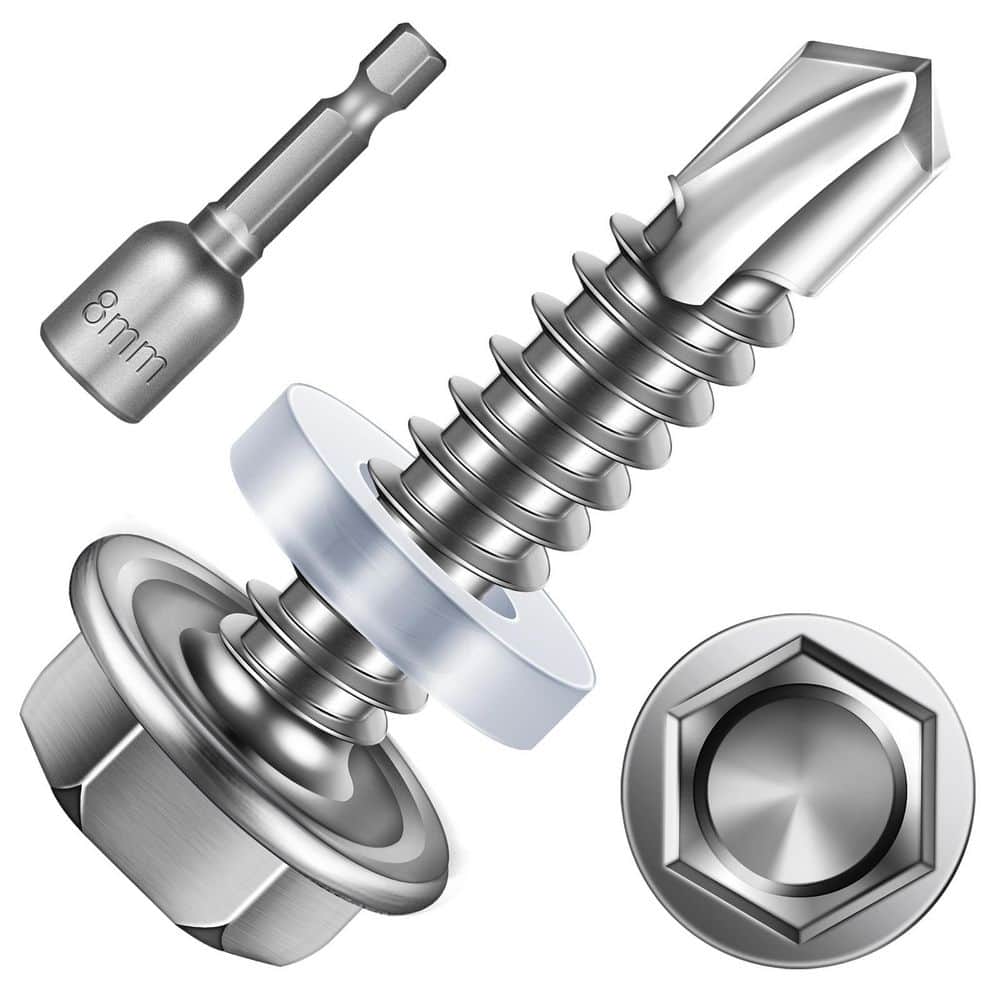 MYWISH #12 x 1 in. Stainless Steel Hex Washer Head Self Drilling