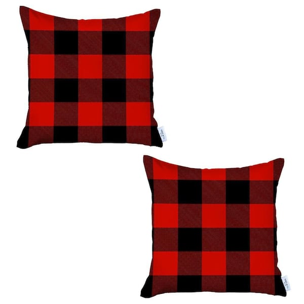 Red and black buffalo plaid sale pillows