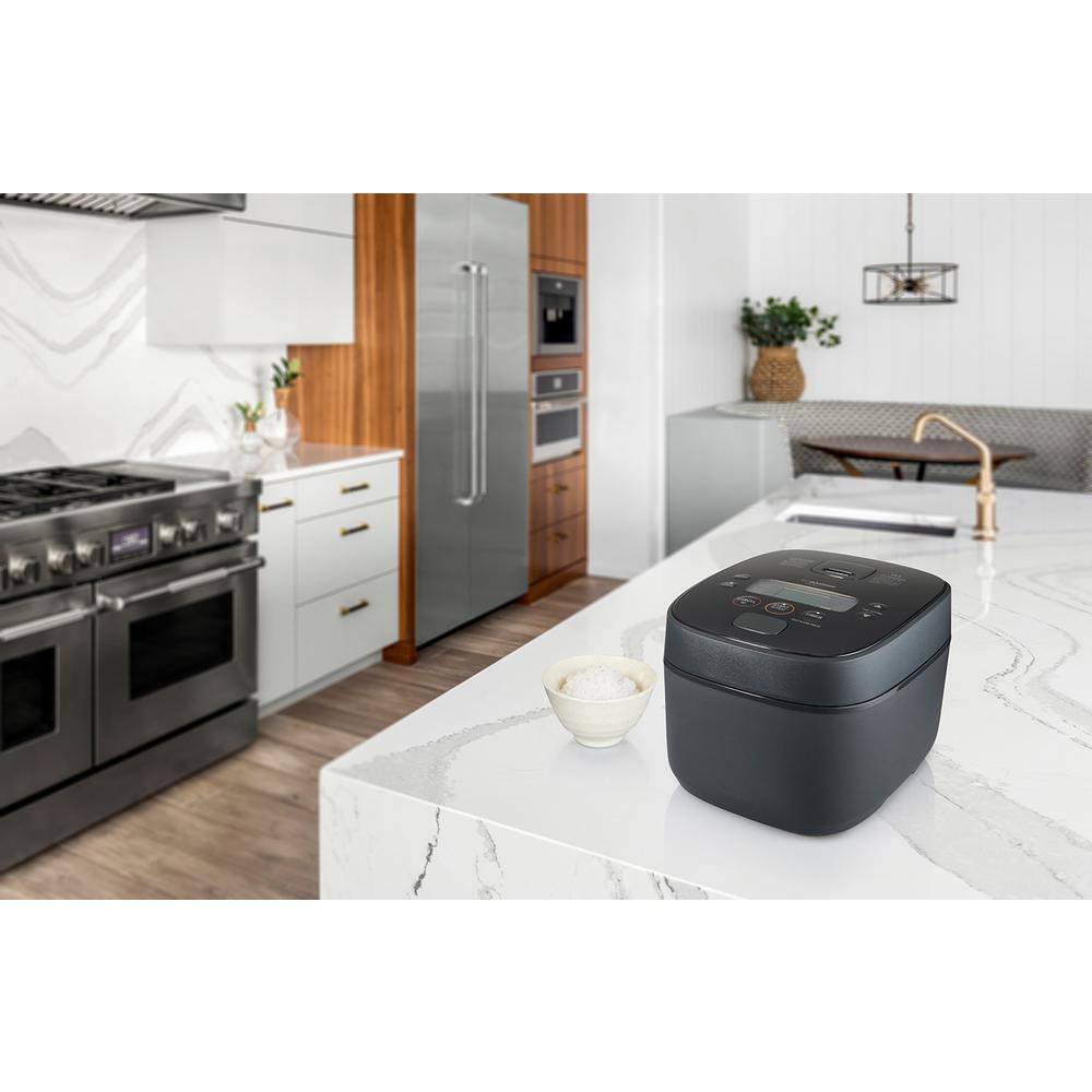 Black 10-Cup Induction Heating Rice Cooker with Nonstick Stainless Steel