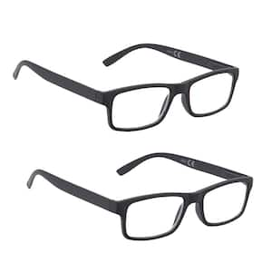 Reading Glasses Retro Black 2-Pair 2-Cases 2.5 Magnification