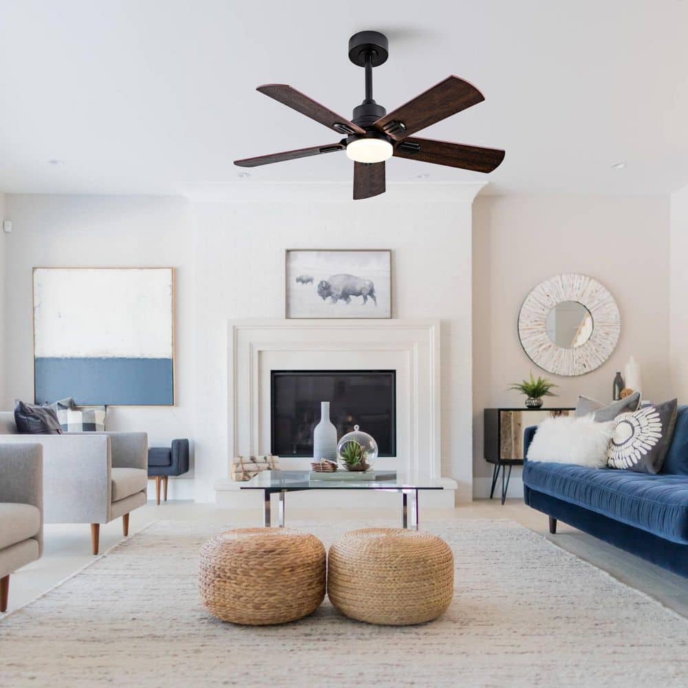 42 in. Indoor/Outdoor Black Ceiling Fan with Dimmable LED Light, 5-Dual Finish Engineered Wood Blade Fan for Living Room price history on PriceWatchPro