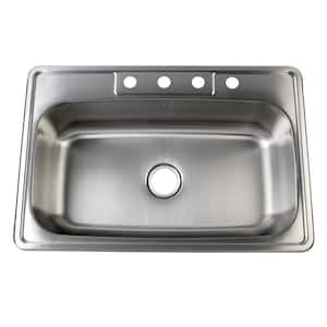 Studio Brushed Stainless Steel 33 in. Single Bowl Drop-In Kitchen Sink