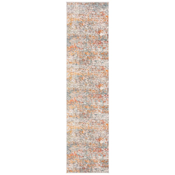 SAFAVIEH Madison Gray/Orange 2 ft. x 12 ft. Abstract Gradient Runner Rug