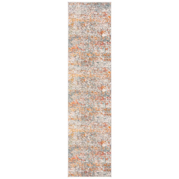 SAFAVIEH Madison 2 ft. x 12 ft. Gray/Orange Abstract Gradient Runner Rug