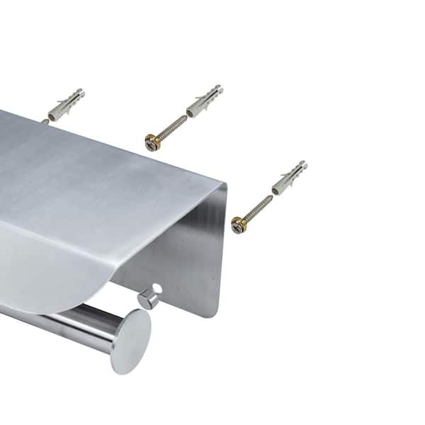 Maddox Wall-Mount Toilet Paper Holder with Shelf in Brushed Stainless