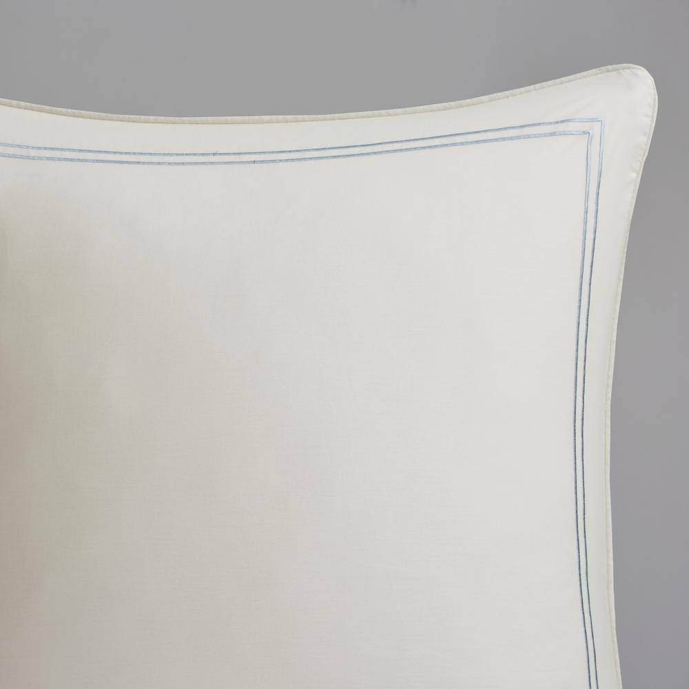 Ivory Cotton Satin Embroidered Euro Sham