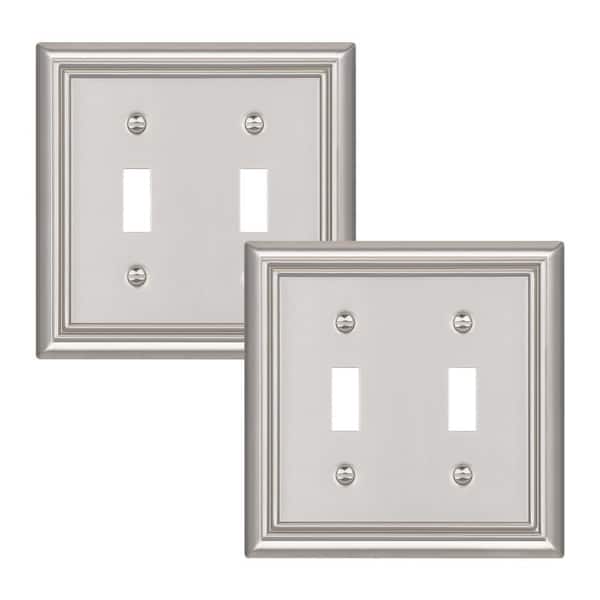 2-Gang Brushed Nickel Toggle Metal Wall Plates (2-Pack)