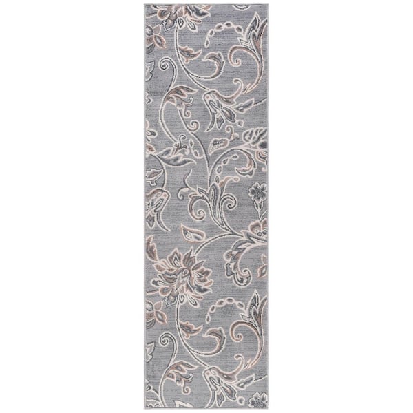 Madison Floral Gray 2 ft. x 10 ft. Indoor Runner Rug