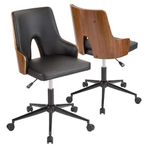 Stella Walnut and Black Faux Leather Office Chair