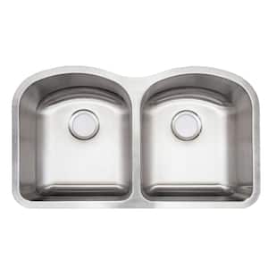 32 in. Undermount 50/50 Double Bowl 20 Gauge Stainless Steel Kitchen Sink with Accessories