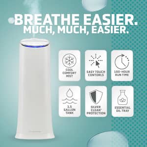 H3200WAR 100-Hour Ultrasonic Cool Mist Humidifier Tower with Aromatherapy, 1.5-Gallons