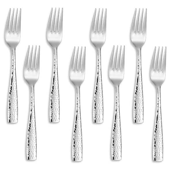 8-Piece Louis Hammered Salad Fork Set 7.6 in. 18/10 Stainless Steel Squared Dishwasher Safe Comfort Fork