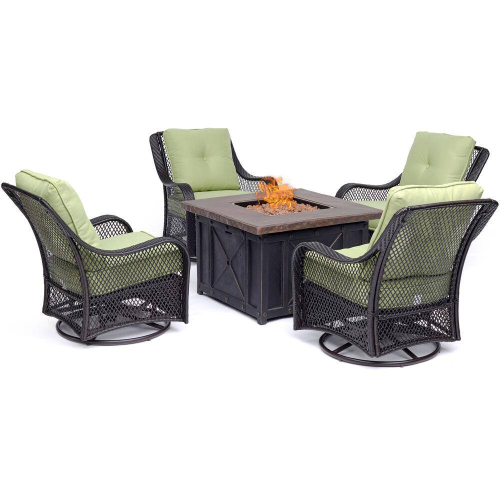 Hanover Orleans 5Piece Steel Patio Fire Pit Conversation Set with