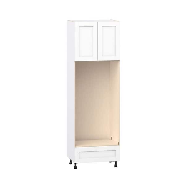 Milton 30 in. W x 24 in. D x 94.5 in. H Assembled Shaker Double Oven Kitchen Cabinet in Bright White with Drawer
