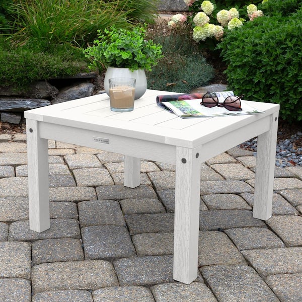 Adirondack White Square Recycled Plastic Outdoor Side Table