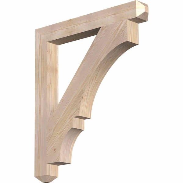 Ekena Millwork 3.5 in. x 34 in. x 30 in. Douglas Fir Balboa Craftsman Smooth Bracket