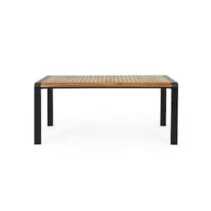 Colcord Teak Rectangular Wood and Metal Outdoor Patio Dining Table