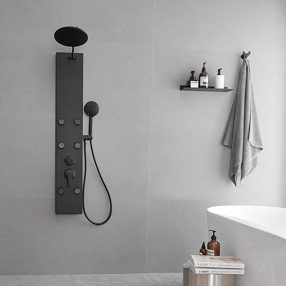 Matte Black 60.55'' Shower Panel with Adjustable Head and Jets