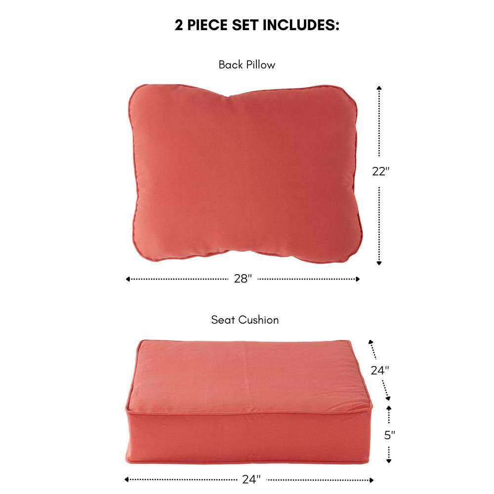 Coral Polyester Outdoor Deep Seat Cushion Set