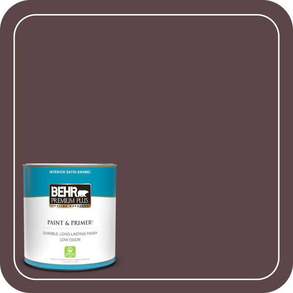 BEHR PREMIUM PLUS 1 qt. #HDC-CL-07 Dark Berry Satin Enamel Low Odor Interior Paint & Primer
