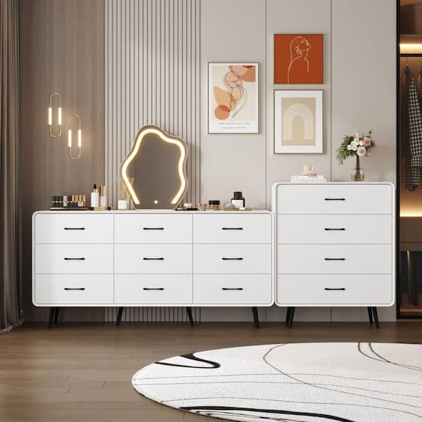 FUFU&GAGA White 13-Drawer 94.5in. W Dresser Without Mirror, Chest of Drawers, Storage Combination Cabinet, Bedroom Organizerm Wood