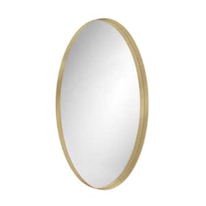 18.1 in. W x 27.6 in. H Oval Metal Framed Wall Bathroom Vanity Mirror in Gold