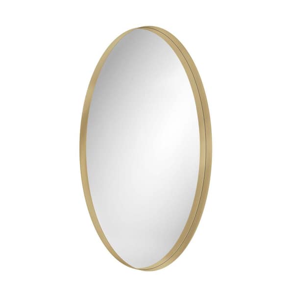 Whatseaso 18.1 in. W x 27.6 in. H Oval Metal Framed Wall Bathroom Vanity Mirror in Gold