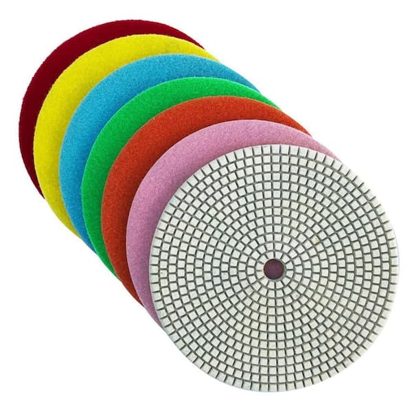 7 in. White Resin Wet Diamond Polishing Pad Set 50,100,200,400,800,1500,3000 Grit (7-Piece)