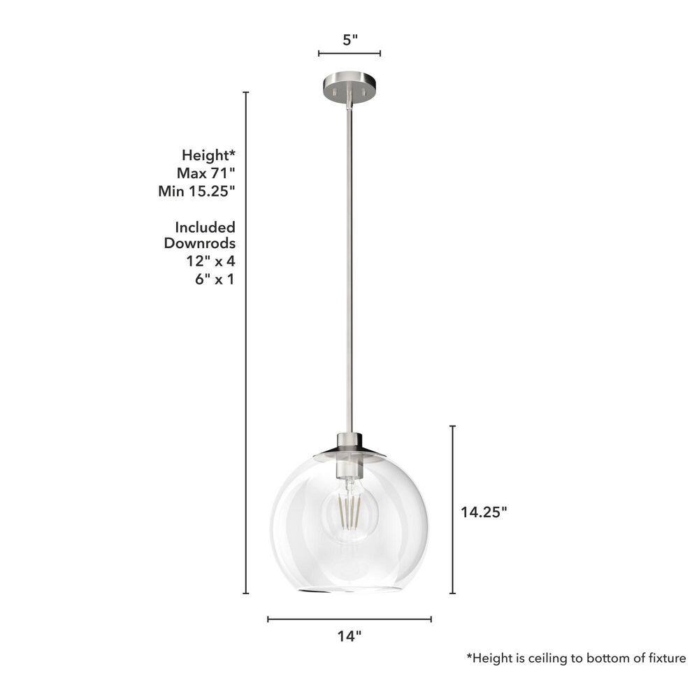 Hunter Xidane Brushed Nickel 14" Globe Pendant Light