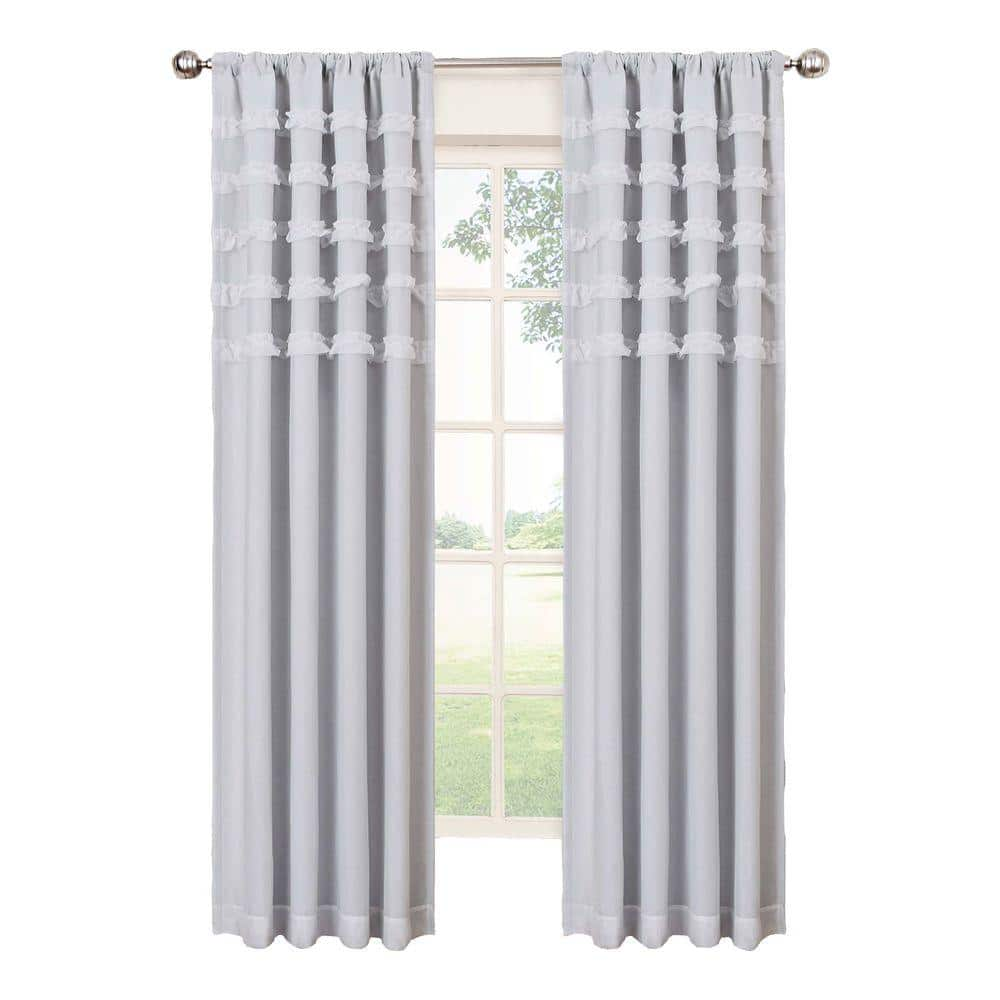 Eclipse White Thermal Rod Pocket Blackout Curtain 50 In W X 84 In L 13748050x084whi The Home Depot