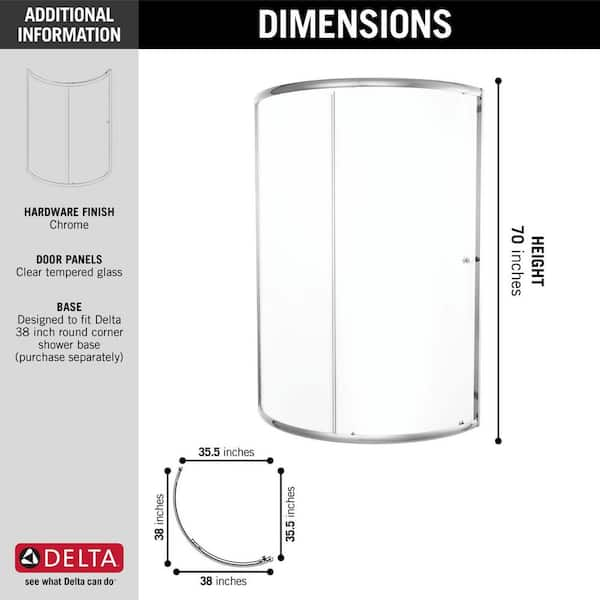 Round Corner Shower Enclosure in Stainless B911917-3838-SS