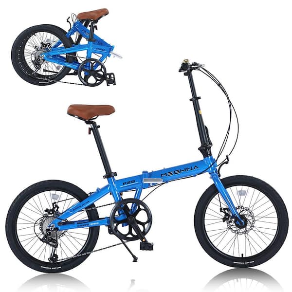 20 in. Lightweight Aluminum Foldable 7-Speed City Bike in Blue