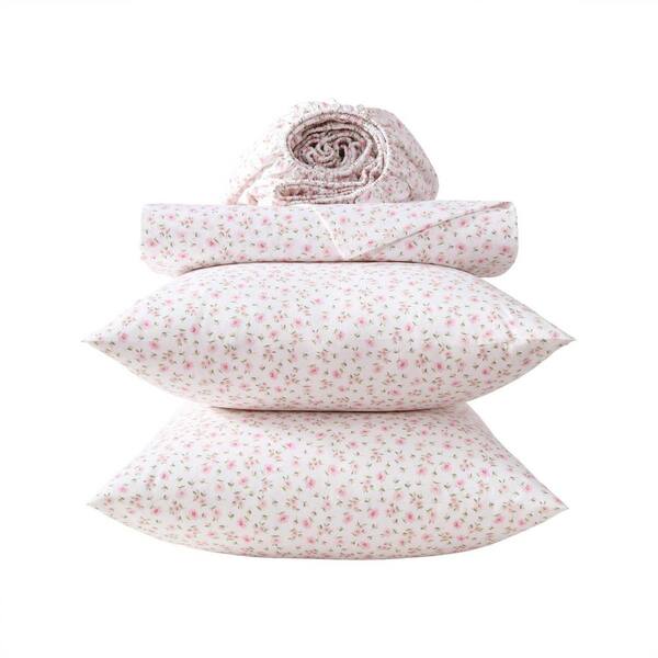 Laura Ashley Little Ditsy 4-Piece Pink/Green Percale Cotton King