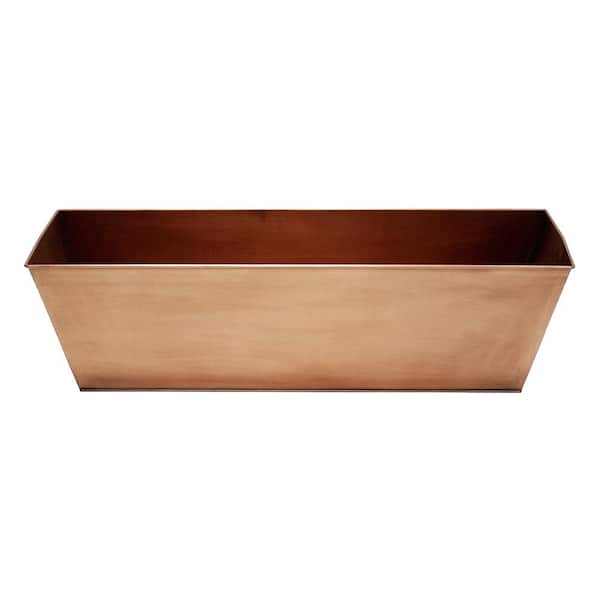 34.5 in. W Large Plain Copper Flower Box, Copper Plated
