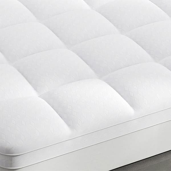 White Extra Thick Mattress Pad Cover Back 8-25" Elastic Deep Pocket Down Alternative Queen Mattress Topper